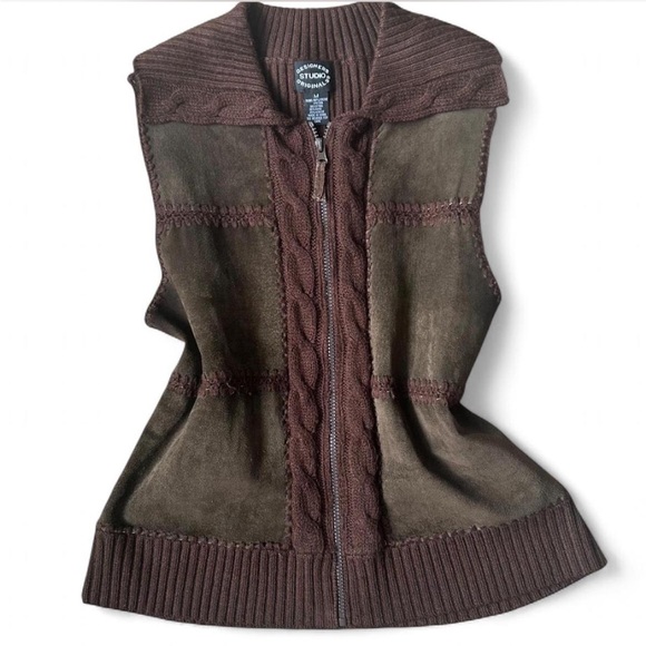 Designer Studio Originals Jackets & Blazers - Brown Suede Knit Vest